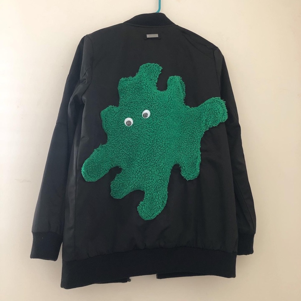 Black and green bomber unisex unique fuzzy jacket